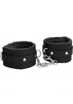 Menottes En Cuir Et Fourrure - Noires