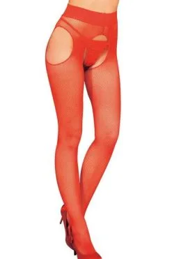 Collants Résille Ouverts Morgane - Rouge -Lingerie boutique 711013030d