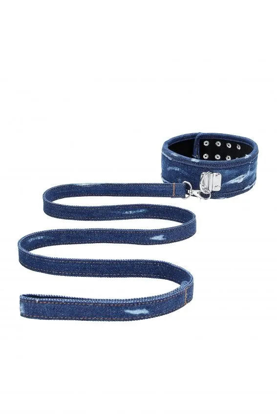 Choker Avec Laisse En Denim 3 Choker Avec Laisse En Denim