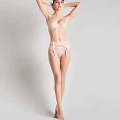 Maison Close Bas Couture Coupé-roulé 20 Deniers - Chair/Rose 7 Maison Close Bas Couture Coupé-roulé 20 Deniers - Chair/Rose -Lingerie boutique bas couture pivoine rose 3