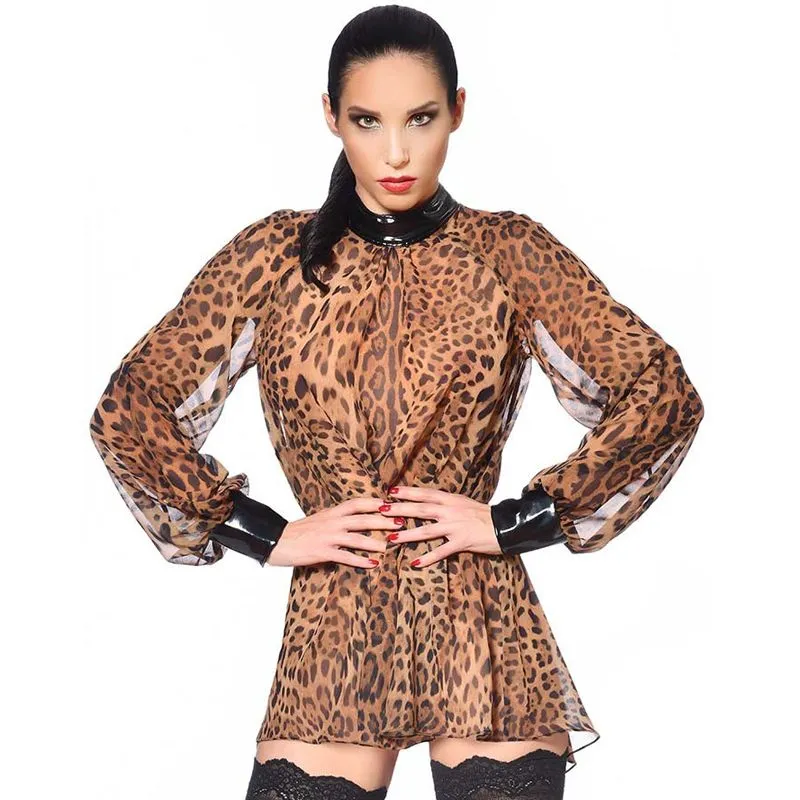 Patrice Catanzaro Blouse En Résille Et Vinyle - Léopard 3 Patrice Catanzaro Blouse En Résille Et Vinyle - Léopard