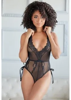 Body Culotte En Résille Et Dentelle Ouvert à L'entrejambe