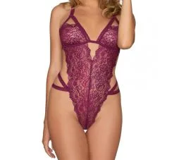 Body En Dentelle Fuchsia Avec Dos En Lanières