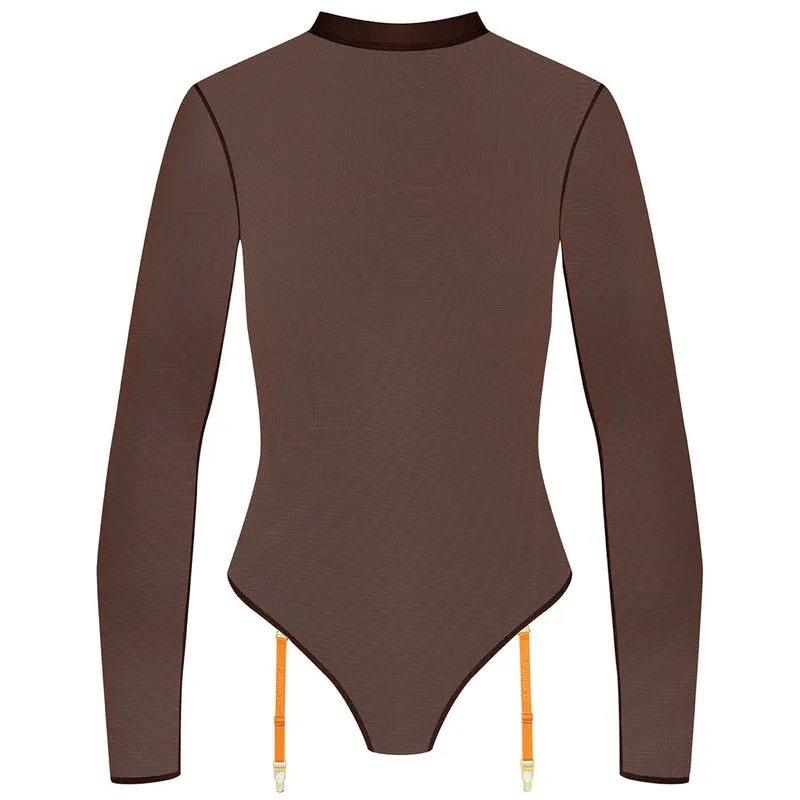 Maison Close Body Manches Longues - Corps à Corps - Chocolat/Orange 4 Maison Close Body Manches Longues - Corps à Corps - Chocolat/Orange – Image 2