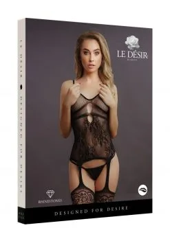 Le Désir Bodystocking Effet Porte-jarretelles En Résille Avec Strass - Anna
