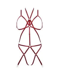 E.L.F. Zhou London Playsuit Bondage En Lanières Satinées - Rouge