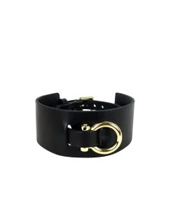 E.L.F. Zhou London Choker Omega En Cuir - Noir Et Or