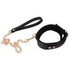 Choker Avec Laisse En Cuir Doublé Fourrure - Noir Et Or Rose 1 Choker Avec Laisse En Cuir Doublé Fourrure - Noir Et Or Rose -Lingerie boutique choker laisse cuir rosegold 1