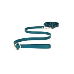 Collier Avec Laisse En Simili Cuir - Vert Et Doré -Lingerie boutique choker laisse simili cuir vert 3