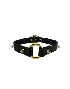 E.L.F. Zhou London Choker Stud En Cuir - Noir Et Or