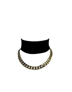 E.L.F. Zhou London Collier En Soie Avec Chaîne Plaquée Or - Obsidian -Lingerie boutique collier satin obsidian 4