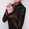 The Sinners Choker Avec Menottes En Laisse - Cuir Rouge