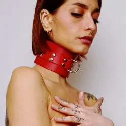The Sinners Choker Minerve En Cuir épais - Rouge
