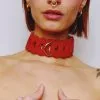 The Sinners Choker En Cuir Tressé - Rouge -Lingerie boutique collier tresse rouge zoom