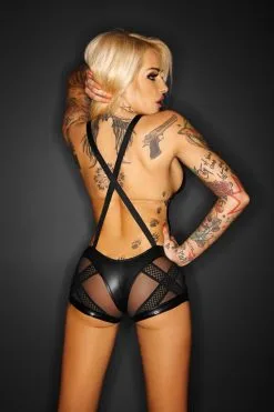 Noir Handmade Combishort Dos Nu En Wetlook Et Résille 7 Noir Handmade Combishort Dos Nu En Wetlook Et Résille -Lingerie boutique combishort dos nu croise 2