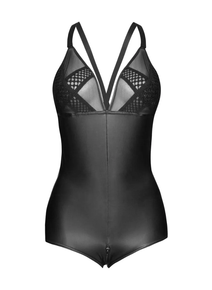 Noir Handmade Combishort Dos Nu En Wetlook Et Résille 4 Noir Handmade Combishort Dos Nu En Wetlook Et Résille – Image 2