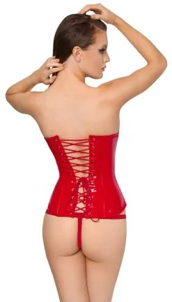Corset Seins Nus En Vinyle - Rouge -Lingerie boutique corset seins nus vinyle rouge 4