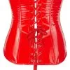 Corset Seins Nus En Vinyle - Rouge -Lingerie boutique corset seins nus vinyle rouge dos
