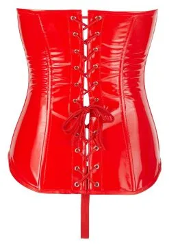 Corset Seins Nus En Vinyle - Rouge
