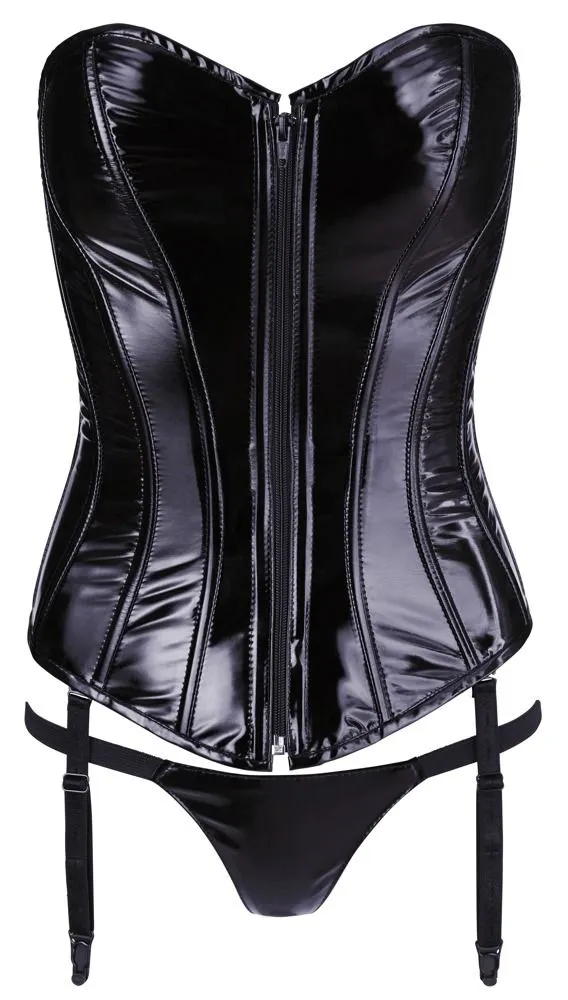 Corset En Vinyle Avec Porte-jarretelles Amovibles 4 Corset En Vinyle Avec Porte-jarretelles Amovibles – Image 2