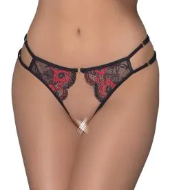 Culotte Ouverte En Dentelle Noire Et Rouge 11 Culotte Ouverte En Dentelle Noire Et Rouge -Lingerie boutique culotte ouverte dentelle noire rouge cotelli 1