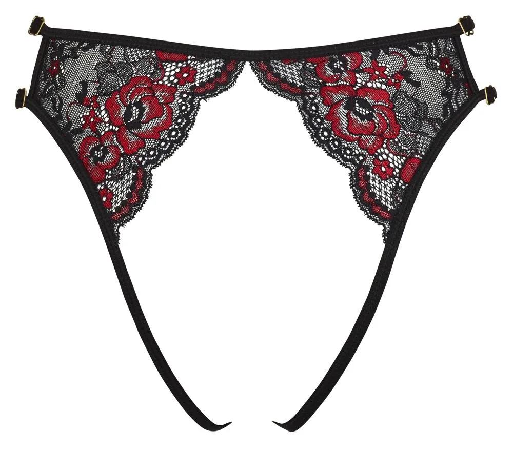 Culotte Ouverte En Dentelle Noire Et Rouge 3 Culotte Ouverte En Dentelle Noire Et Rouge