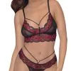 Ensemble De Lingerie En Résille Et Dentelle Rouge Et Noire -Lingerie boutique ensemble lingeire rouge noir dentelle 1