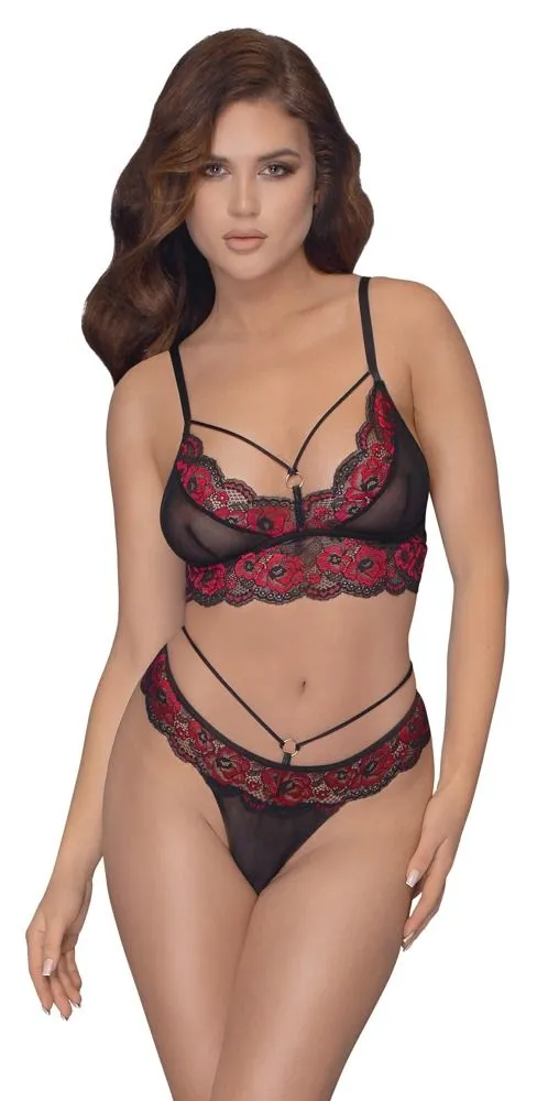 Ensemble De Lingerie En Résille Et Dentelle Rouge Et Noire 3 Ensemble De Lingerie En Résille Et Dentelle Rouge Et Noire
