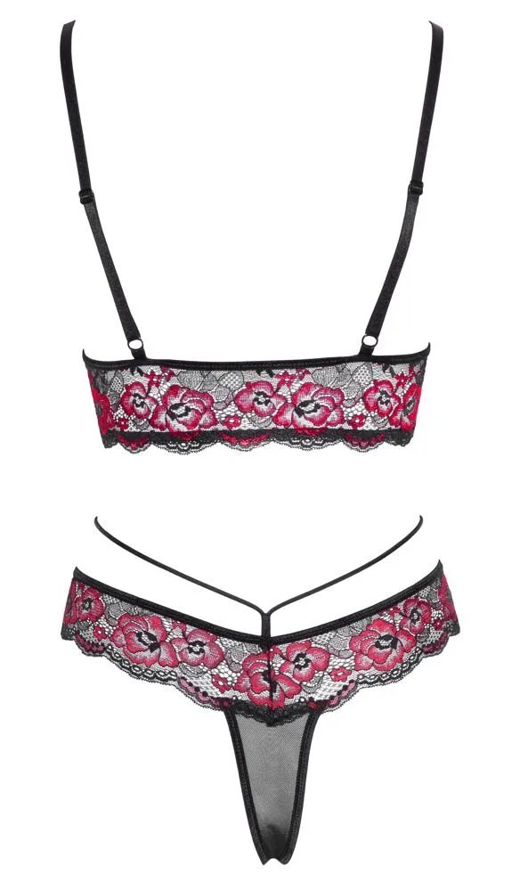 Ensemble De Lingerie En Résille Et Dentelle Rouge Et Noire 5 Ensemble De Lingerie En Résille Et Dentelle Rouge Et Noire – Image 3