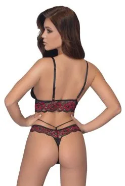 Ensemble De Lingerie En Résille Et Dentelle Rouge Et Noire 9 Ensemble De Lingerie En Résille Et Dentelle Rouge Et Noire -Lingerie boutique ensemble lingeire rouge noir dentelle