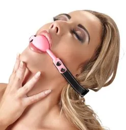 Gag-ball En Silicone - ø 4cm - Rose -Lingerie boutique gag ball silicone rose mannequin profil