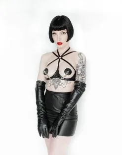 E.L.F. Zhou London Gants Longs En Cuir Italien Et Bijoux Plaqués Or - Midnight 11 E.L.F. Zhou London Gants Longs En Cuir Italien Et Bijoux Plaqués Or - Midnight -Lingerie boutique gants longs cuir midnight 1