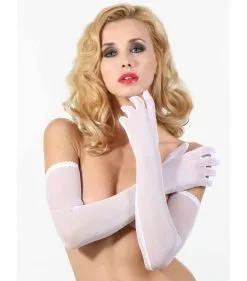 Gants Longs En Résille - Blancs