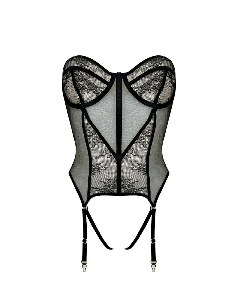 E.L.F. Zhou London Guêpière En Dentelle, Tulle Et Soie - Météorite 9 E.L.F. Zhou London Guêpière En Dentelle, Tulle Et Soie - Météorite – Image 7