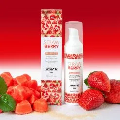 Exsens Huile De Massage Chauffante Et Comestible - Fraise -Lingerie boutique huile chauffante fraise 1