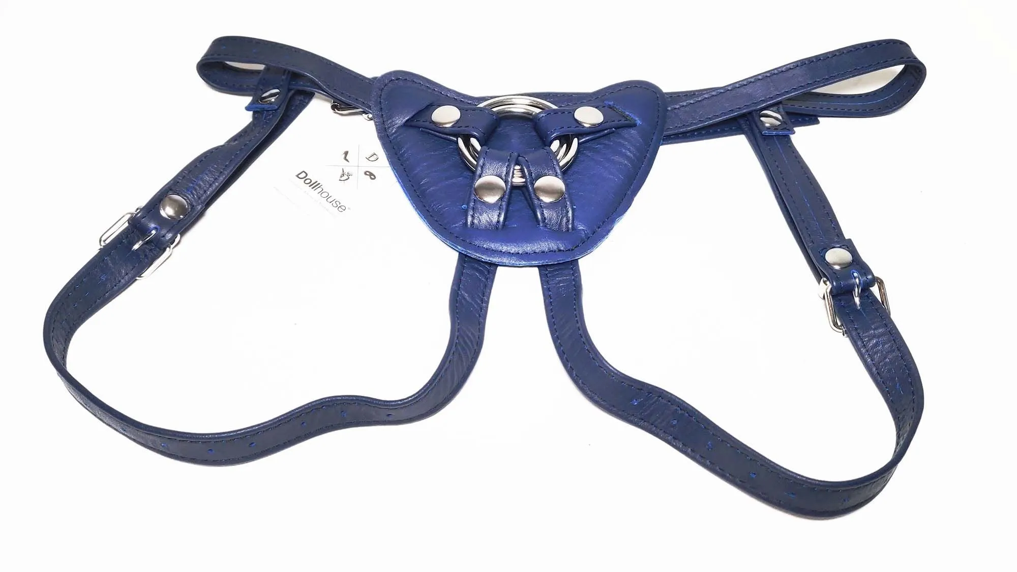 Dollhouse Harnais Pour Gode-ceinture Avec Plastron Amovible - Cuir Souple Bleu 3 Dollhouse Harnais Pour Gode-ceinture Avec Plastron Amovible - Cuir Souple Bleu