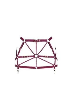 E.L.F. Zhou London Jupe Harnais En Lanières Et Attaches Or - Strap Skirt Bordeaux