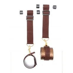 Menottes De Porte En Simili Cuir - Bronze -Lingerie boutique kit contrainte porte cuivre 3