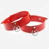 Dollhouse Menottes De Cuisses En Cuir Effet Croco - Rouge -Lingerie boutique menottes cuisse bdsm cuir snake rouge