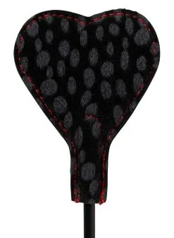 Mini Cravache Embout Coeur -Lingerie boutique mini cravache coeur fausse fourrure leopard zoom face