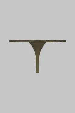 Maison Close Mini String En Soie - Rendez-vous Kaki -Lingerie boutique mini string rendez vous kaki 5