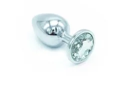 Plug Anal En Aluminium Avec Cristal Blanc - Taille L