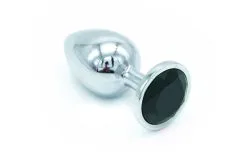 Plug Anal En Aluminium Avec Cristal Noir - Taille L
