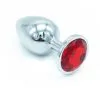 Plug Anal En Aluminium Avec Cristal Rouge - Taille M -Lingerie boutique my little secret plug small 7 jj 1