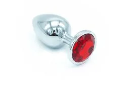 Plug Anal En Aluminium Avec Cristal Rouge - Taille M