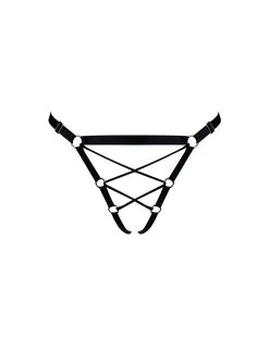 E.L.F. Zhou London Culotte Ouverte En Lanières Satinées - Shibari Noire -Lingerie boutique obsidian shibari ouvert brief 1