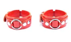 Dollhouse Menottes En Cuir Effet Croco - Rouge