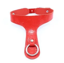 Dollhouse Collier Histoire D'O En Cuir Effet Croco - Rouge