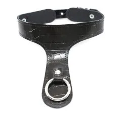 Dollhouse Collier Histoire D'O En Cuir Effet Croco - Noir