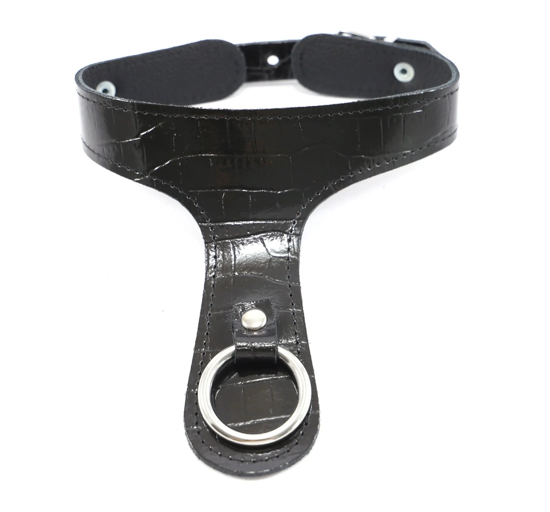 Dollhouse Collier Histoire D'O En Cuir Effet Croco - Noir 3 Dollhouse Collier Histoire D'O En Cuir Effet Croco - Noir